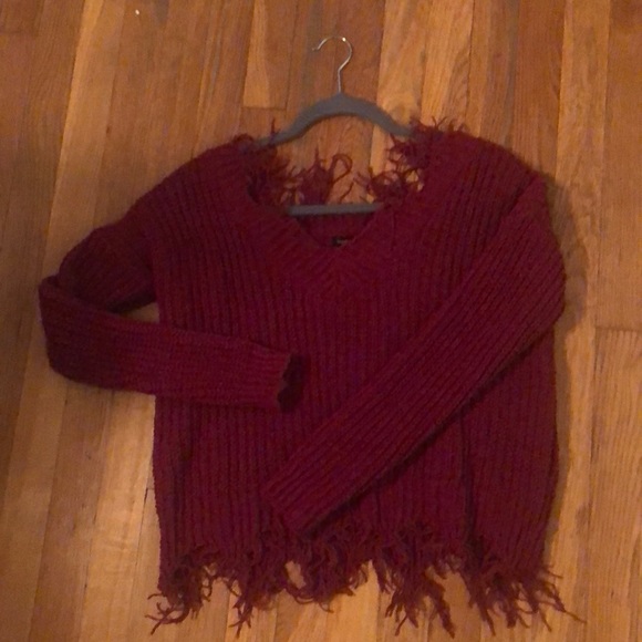 Fashion Nova Sweaters - Fashion Nova Burgundy Red Distressed Sweater Fashion Nova Sweaters - Fashion Nova Burgundy Red Distressed Sweater